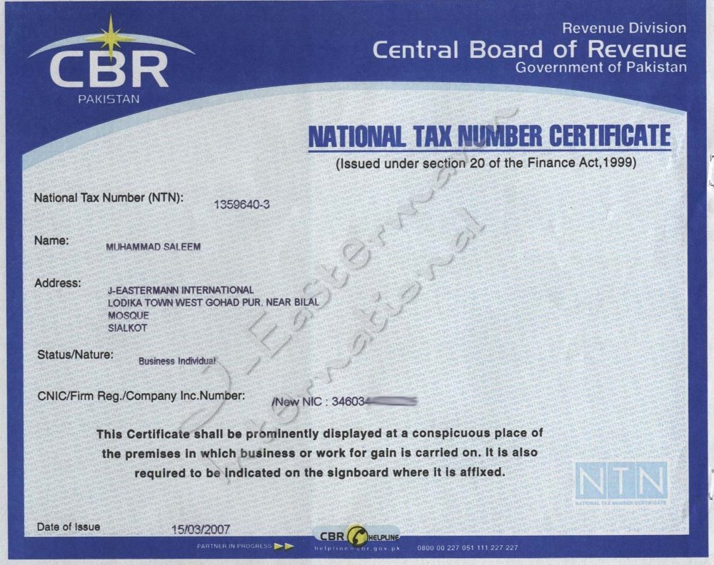NTN (National Tax Number)