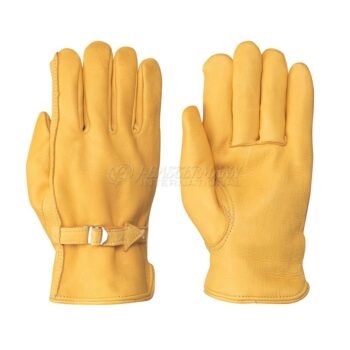 Yellow Leather Driving Gloves Fleece Lined