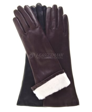 Women Fur Lined Leather Winter Dressing Gloves