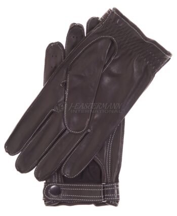 Mens Lambskin Leather Driving Gloves With Straps