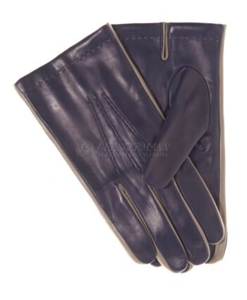 Mens Two Tone Leather Gloves With Contrast Colors