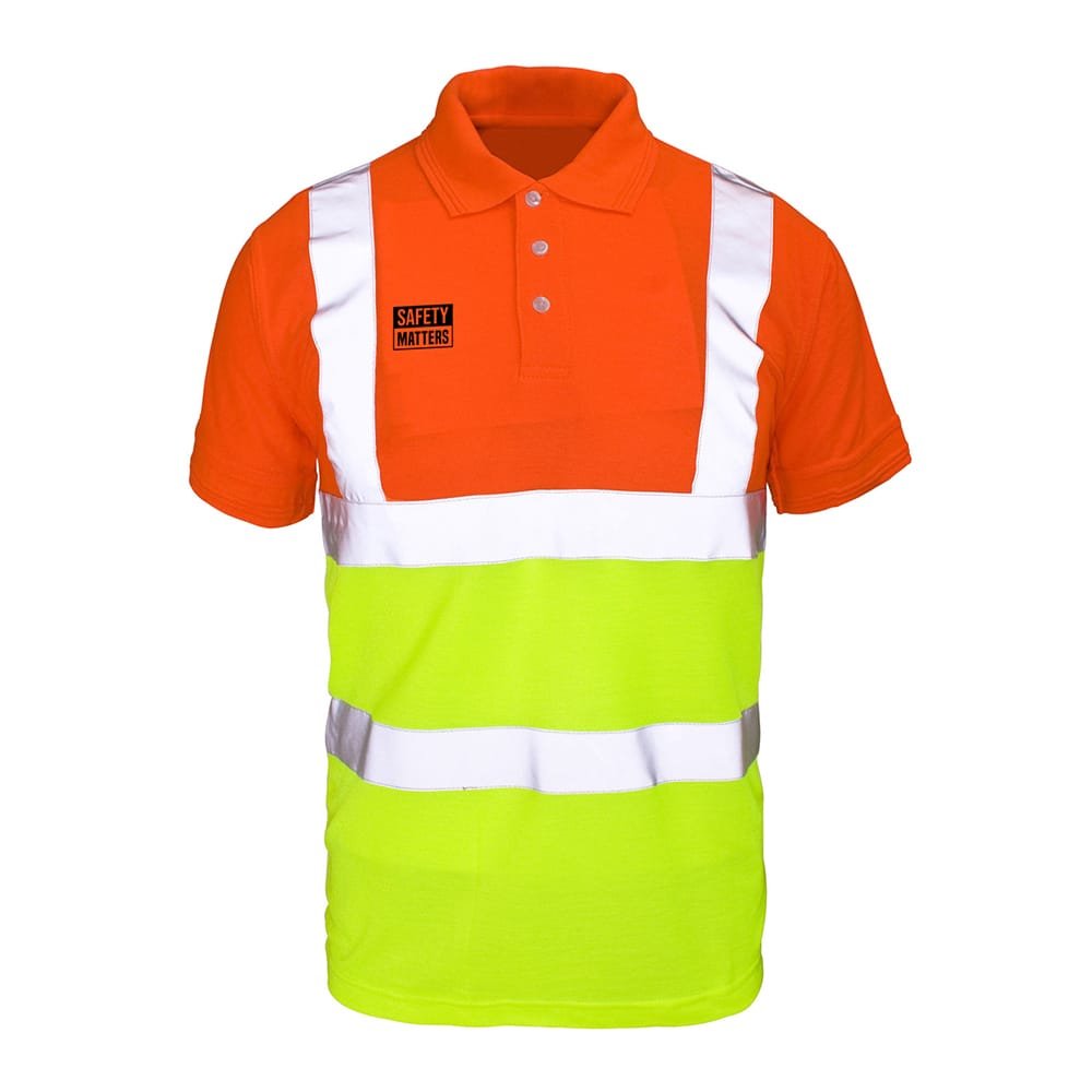 Double Tone Hi Vis Polo Shirt 100% Polyester Pique Fabric