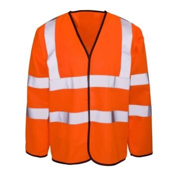 Hi Vis Long Sleeve Vest Polyester Tricot Fabric Velcro Fastening