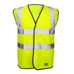 Yellow Hi Vis Vest Polyester Fabric Velcro Fastening