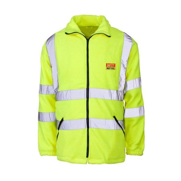 Yellow High Visibility Micro Fleece Work Jacket with Zip Pockets
