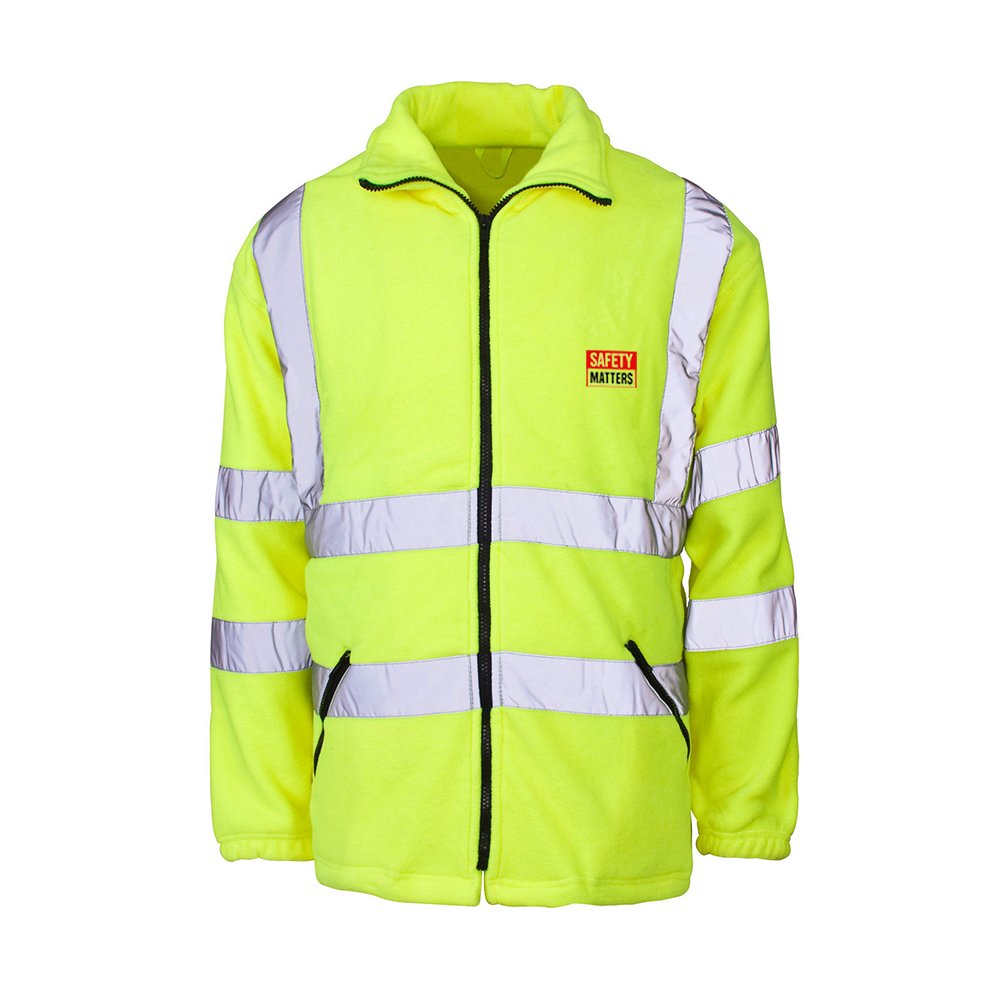 Yellow High Visibility Micro Fleece Work Jacket with Zip Pockets