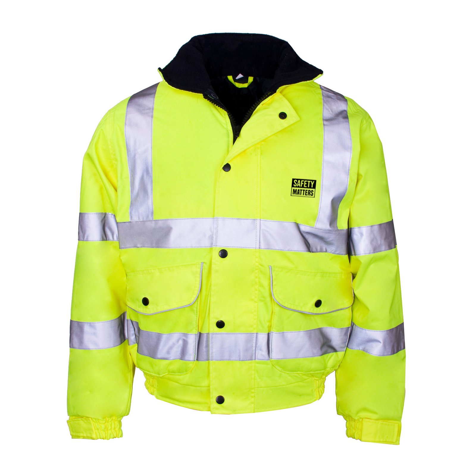 Winter Workwear Yellow Hi Vis Bomber Jacket with Cargo Pockets