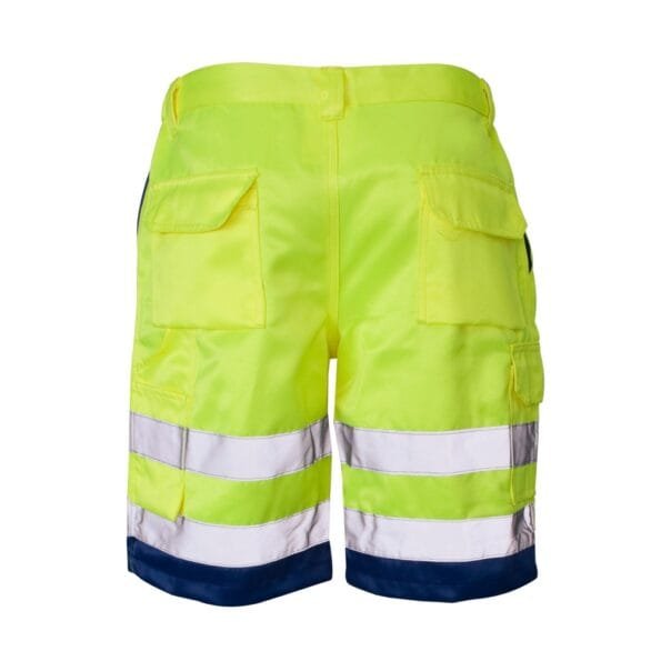 Yellow Hi Vis Cargo Shorts Poly Cotton Fabric with Reflectors