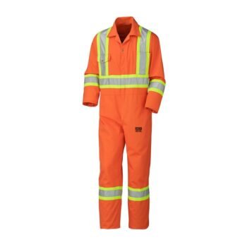 Poly Cotton Orange Hi Vis Traffic Safety Coverall