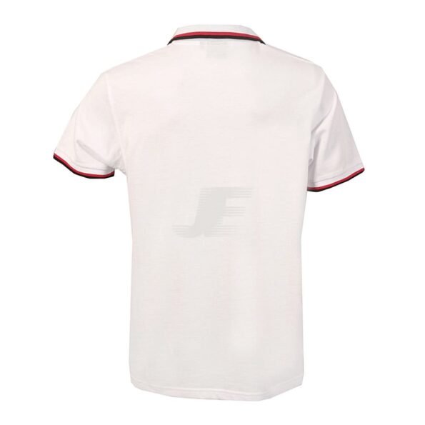 Mens Short Sleeve White Striped Collar Polo Shirt