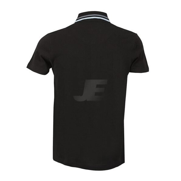 Mens Long Placket Striped Collar Half Sleeve Polo Shirt