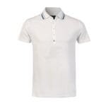 Mens Long Placket Striped Collar Half Sleeve Polo Shirt