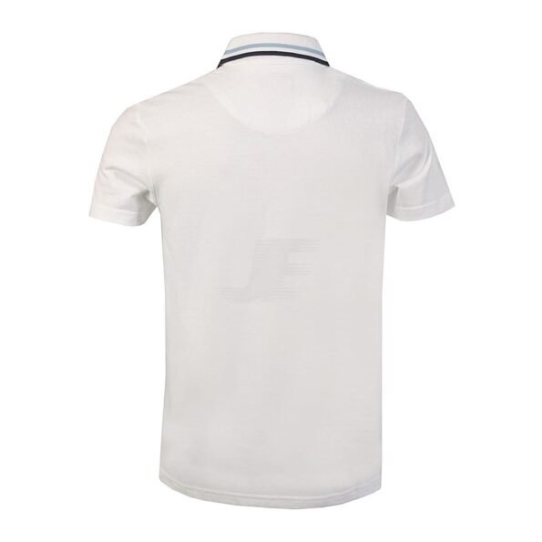 Mens Long Placket Striped Collar Half Sleeve Polo Shirt