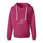 Women Pink Pullover V-Neck Fleece Hoodie