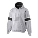 Custom Sports Team Grey & Blue Striped Pullover Fleece Hoodie