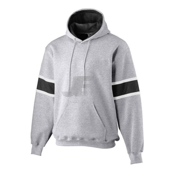 Custom Sports Team Grey & Black Striped Pullover Fleece Hoodie