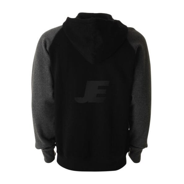 Black & Grey Two Color Heavyweight Metal Zip Fleece Hoodie