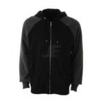 Black & Grey Two Color Heavyweight Metal Zip Fleece Hoodie