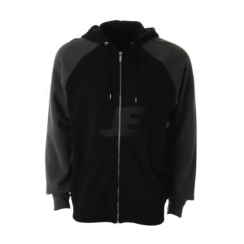 Black & Grey Two Color Heavyweight Metal Zip Fleece Hoodie