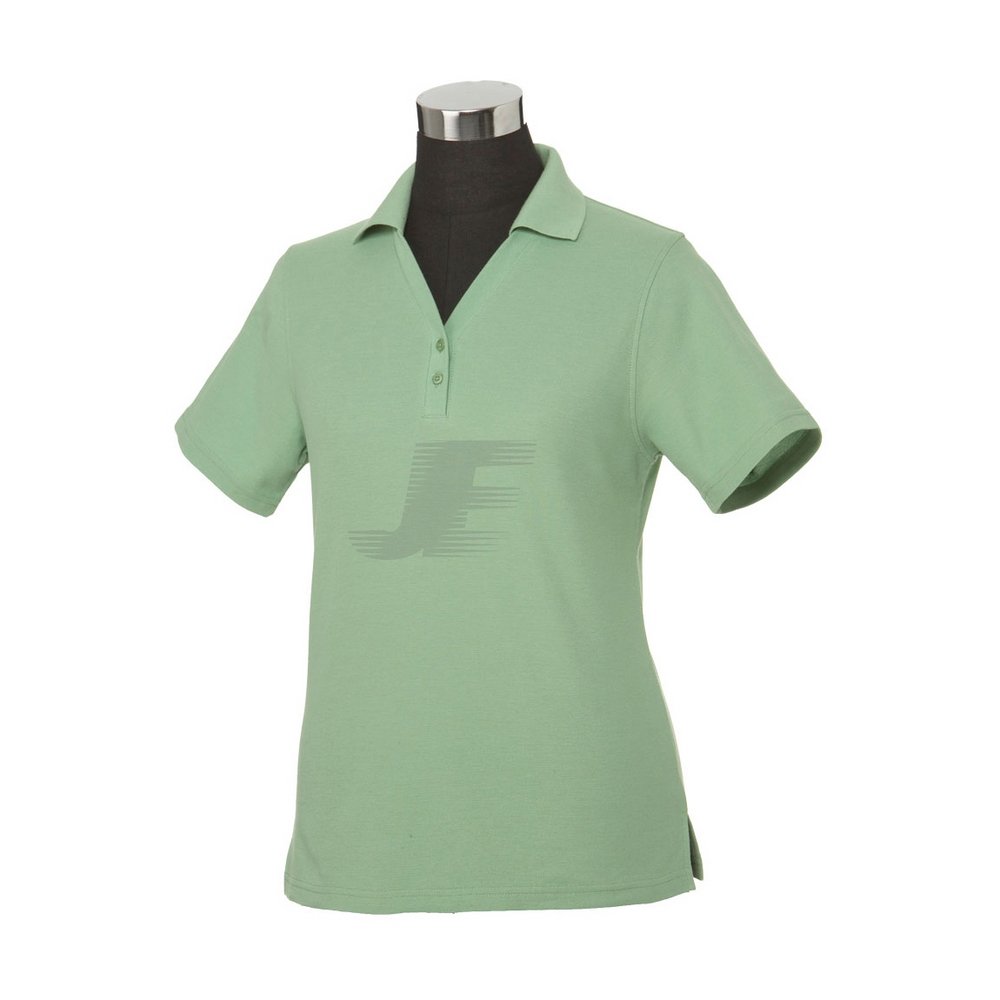 Women Two Button Golf Shirt V-Neck Rib Knit Collar