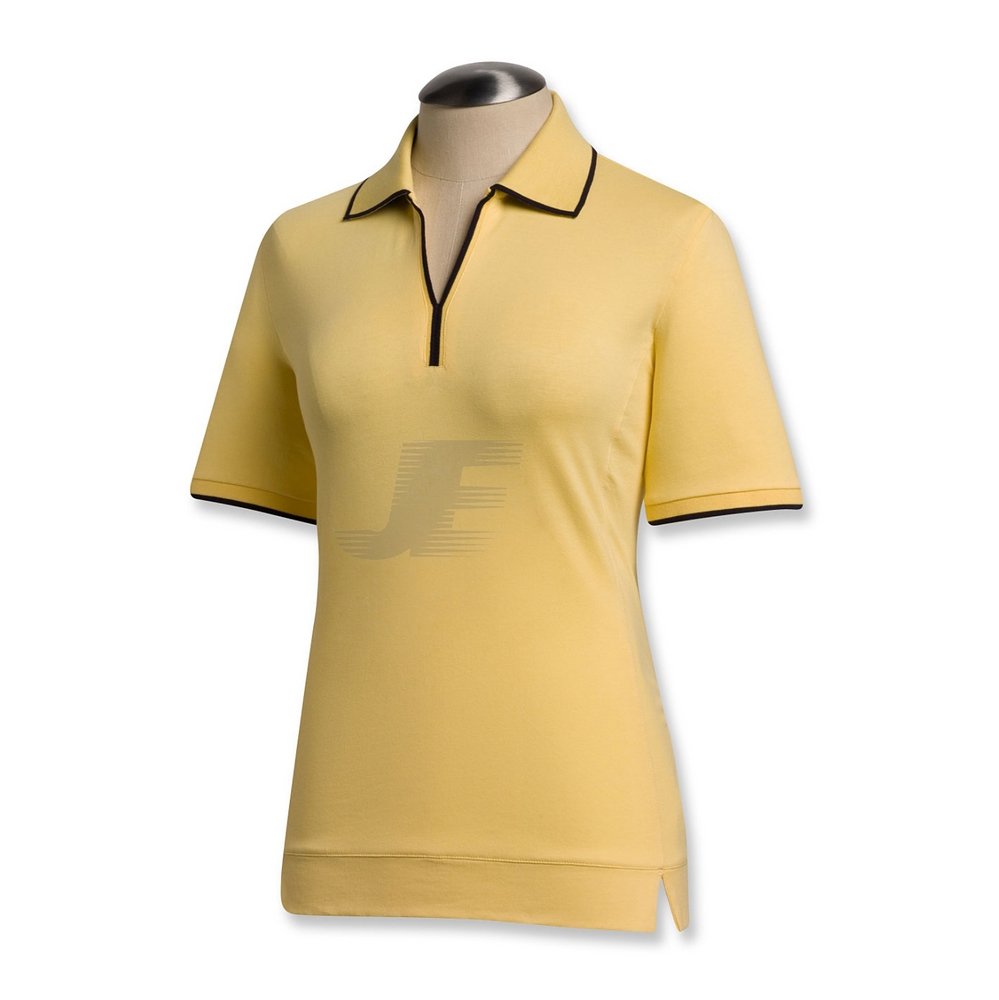 Trimmed Collar Women V-Neck Golf Shirt