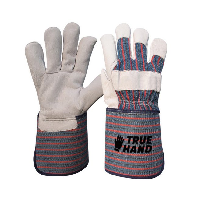 Premium Grain Leather Long Cuffs Work Gloves Rubberized Cuff