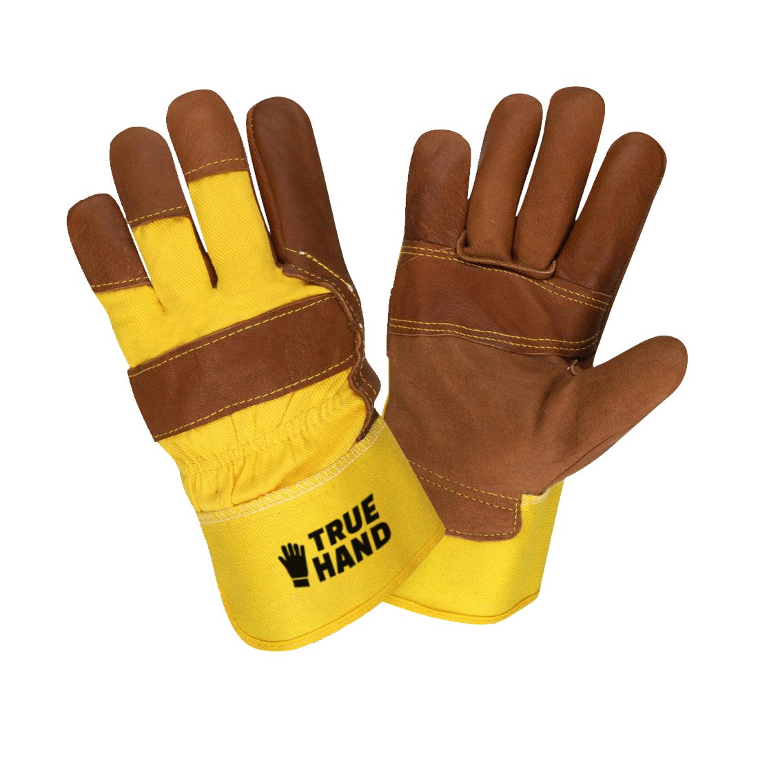 Yellow & Brown Grain Leather Palm Patched Rigger Gloves