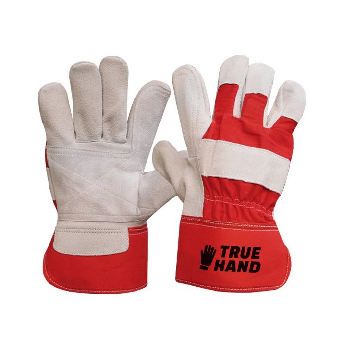 Natural Crust Split Leather Red Double Palm Rigger Gloves