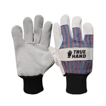 Leather Garden Work Gloves Knit Elastic Cuffs