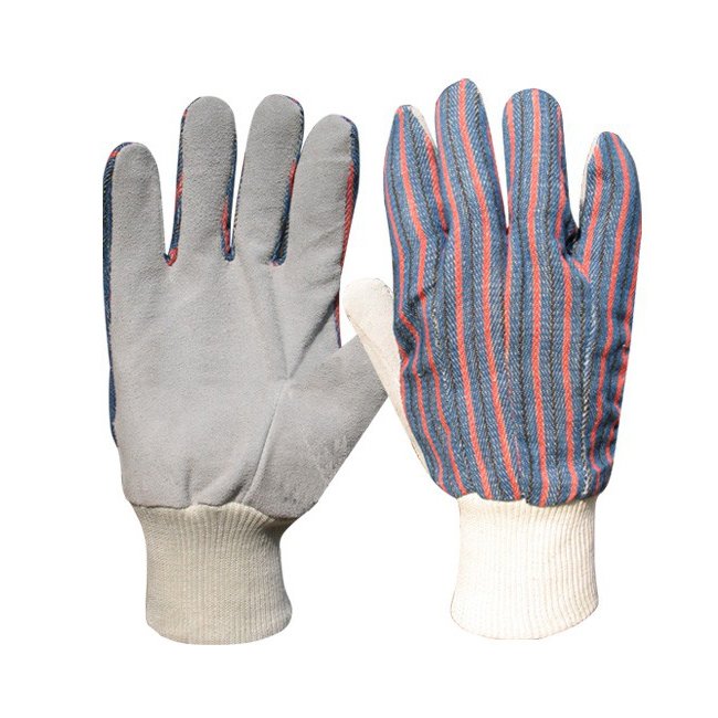 Knit Elastic Cuffs Leather Garden Work Gloves
