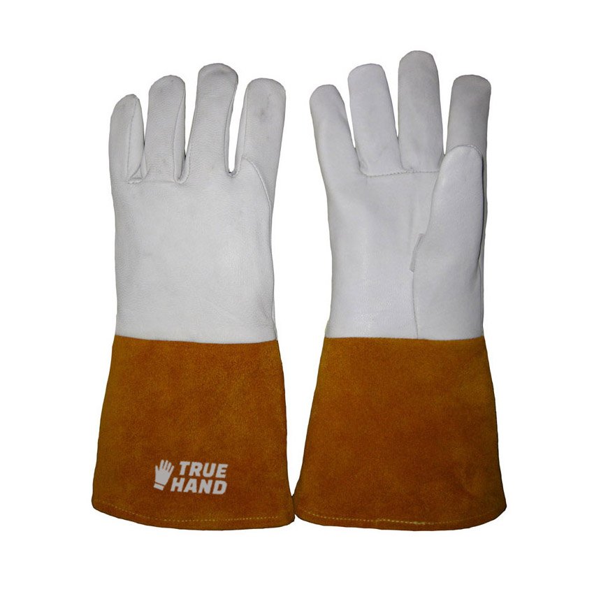 Unlined Brown Cuffs Crust Goat Leather Tig Welding Gloves