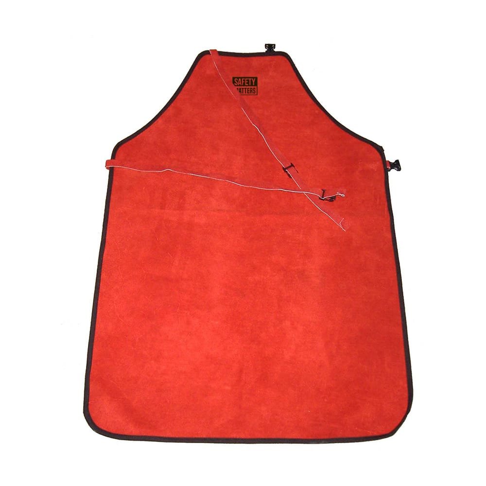 1 Panel Contrast Trim Red Leather Welding Apron Size 24" x 36"