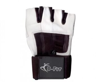 White Synthetic Leather Weight Lifting Gloves