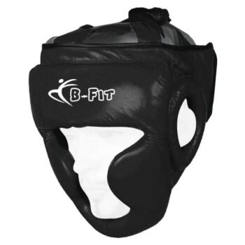 Black Genuine Leather Boxing Head Guard
