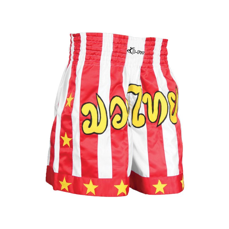 Red and White Kick Boxing Shorts