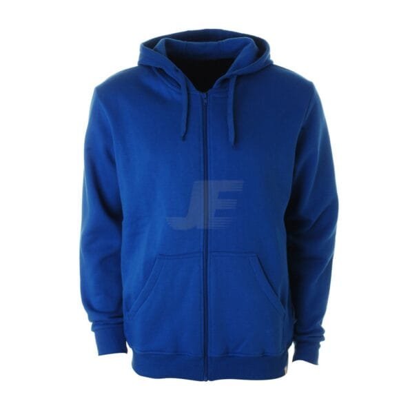 Mens Heavyweight Cotton Royal Blue Zipper Fleece Hoodie