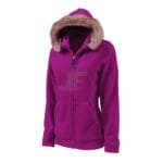 Women Black Zip Up Polar Fleece Hoodie with Fur