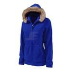 Women Black Zip Up Polar Fleece Hoodie with Fur