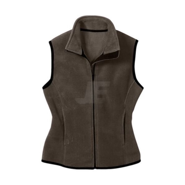 Brown Women Sleeveless Fleece Jacket