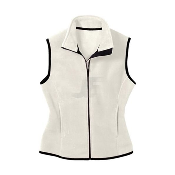 Cream Women Sleeveless Fleece Jacket