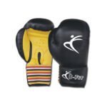 Black and Yellow Leather Boxing Gloves Elasticated Cuff Closure