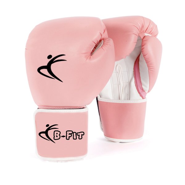 Ladies Pink Leather Boxing Gloves Velcro Cuff Closure
