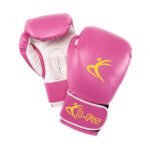 Ladies Dark Pink Leather Boxing Gloves Velcro Cuff Closure