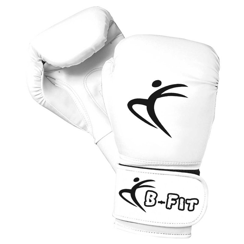 White Leather Boxing Gloves Cuff with Velcro