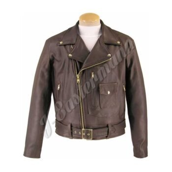 Mens Classic Leather Motorcycle Jacket JEI 7214