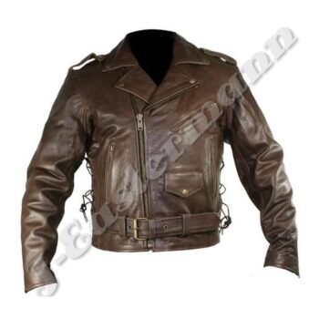 Mens Leather Classic Motorcycle Jacket JEI-7204