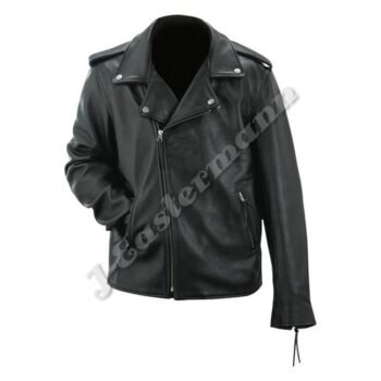 Mens Black Genuine Leather Classic Motorcycle Jacket JEI-7205