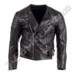 Mens Classic Black Leather Bikers Jacket JEI 7207