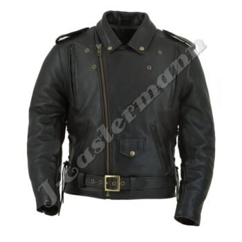 Mens Classic Leather Motorcycle Jacket JEI 7208