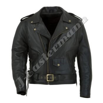 Mens Classic Leather Motorcycle Jacket JEI 7212